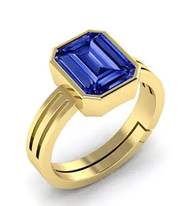RRVGEM Blue sapphire ring 5.00 Carat 5.30 Carat Natural Blue (neelam) ring Gold Plated Adjustable Ring Astrological Adjustable Ring for Man and Women