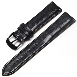 Ewatchaccessories 22mm Genuine Leather Watch Band Strap Fits SURVEYOR 97C106 Black Black Buckle