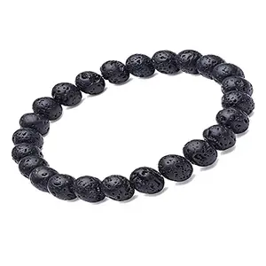 Blissaturn Blissaturn Natural Lava Crystal Stones 8mm Round Beads Bracelets for Reiki Healing | Crystal Healing | Oil Infuser | Healing Jewelry (Women)