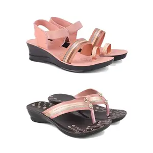 Women's Comfortable Sandal,Casual Lightweight Sandal for Everyday Wear | (Combo 2)-1959-1956-8