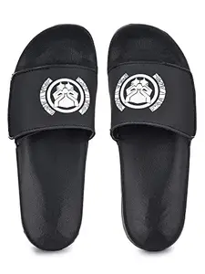 Greentech BREATHE EASY Greentech Causal Velcro Black Panther Black Slpper Sliders for Men