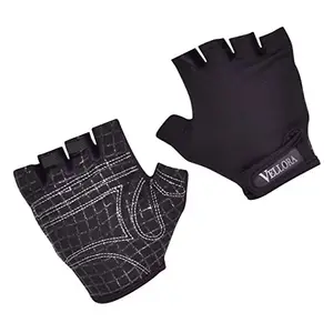 VELLORA Half Finger Gym Workout Gloves for Men and Women | Weight Lifting Gloves & Gym Gloves with Wrist Support| Exercise Gloves for Weight Lifting, Cycling, Gym, Training_Black (M)