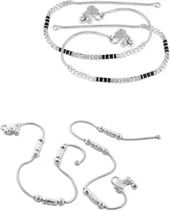 Heer Collection Traditional Jewellery For All Occassions Anklets Payal Pair for Women/Girls Alloy Anklet - Bzr_Combo Payal-107 & 121 (1-Pair Each)