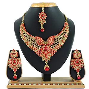 Shashwani Women's Alloy Necklace set (Red)-PID26127