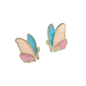 STYLISH PEHNAWA Korean Stainless Steel Enamel Design Butterfly Earrings for Women & Girls