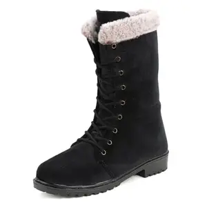Snasta Women Fur Black Classic Boots-7UK