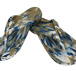 doubleu Recovery Slipper|Soft Doctor Anti-Skid Slipper for Men|California|Slides, Flip-Flops, Chappals (6,Khaki+White+Blue)