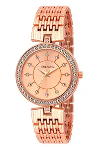 Timesmith Gold Dial Gold Stainless Steel Strap Analog Watches for Women TSC-046heli5