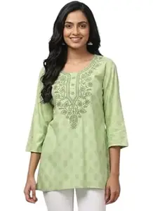 LIBA CREATIONS Rayon Short Kurta for Women | Lakhnavi Chikankari Embroidered Ladies Kurti, Stylish Girls Top, Ethnic Half Kurtas 1pcs