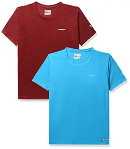 Charged Brisk-002 Melange Polyester Round Neck Sports T-Shirt Rust Size Xl And Pulse-006 Checker Knitt Polyester Round Neck Sports T-Shirt Scuba Size Xl
