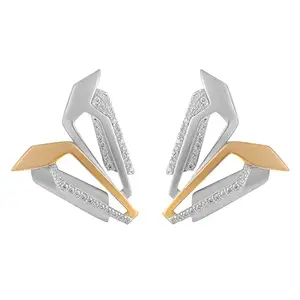 Shaze Gold Rhodium-Plated Cubic Zirconia Wings Drop Earrings For Women