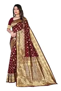 Shasmi Women's Banarasi Saree Pure Kanjivaram Silk Saree Soft new ladies 2026 Design Wear Pattu Sarees Latest Cotton Party Sari collections With Blouse Piece for Wedding sadi (PARI 181)