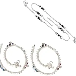 Lila Jewellery Traditional Jewellery For All Occassions Anklets Payal Pair for Women/Girls Alloy Anklet - Bzr_Combo Payal-112 & 122-(1-Pair Each)