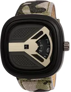 V&Y Attractive Black Square Dial with Green Army Leather Strap Analog Watch - for Men
