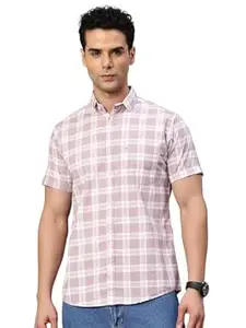 Majestic Man Slim Fit Pure Cotton Checked Half Sleeve Casual Shirt