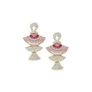 SOHI Designer Pink Drop Earrings for Women & Girls, jewellery for women, light weight earrings, Push Closure, modern, statement, artificial earrings for women, western earrings(7771)