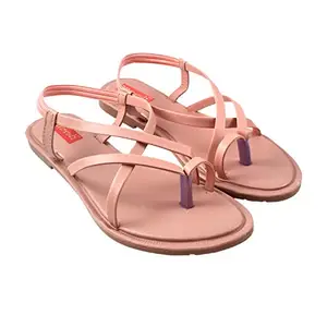 Footrendz Women Synthetic Leather Sandal_3542 (Peach, numeric_4)