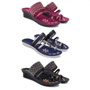 Women's Comfortable Sandal,Casual Lightweight Sandal for Everyday Wear for women's(PCV-(COMBO-3)-1949-1945-1952-7)