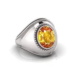 7.25 Ratti Yellow Sapphire Original Stone Adjustable Ring For Men And Women With Lab Certified A-12