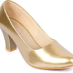 AASHEEZ Women's Footwear Latest Collection Bellies for Womens Heel Shoe(Gold-39)