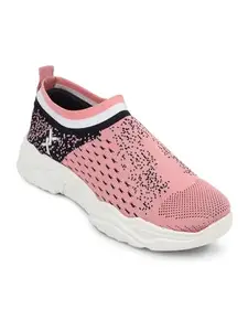 Carlton London Women Pink/Navy Comfortable Slip On Snakeer with Heels, for for Casual, Walking & Daily Use (37)