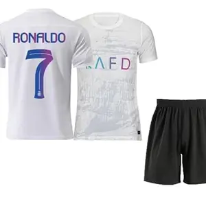 Al_Nasser Football Ronaldo 7 Half Sleeve Jersey 2023/2024 for Boys and Men (with Black Shorts)(12-13Years)