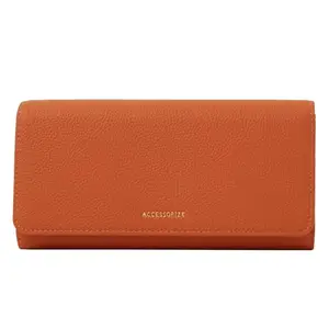 Accessorize London Women's Orange Multi Compartment Large Wallet