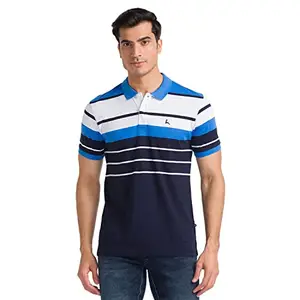 Parx Men's Half Sleeve Regular Fit Medium Blue Casual T-Shirt