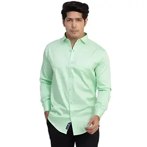 INDIAN THREADS Plain Cotton Formal Shirt Full Sleeve Shirt for Men Giza/Satin Formal Shirt for Mens (XX-Large, Light Neon)