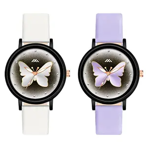 CLOUDWOOD Multicolor Analog Butterfly Design Combo Wrist Watches for Women & Girls Pack of - 2 (MT522-524)