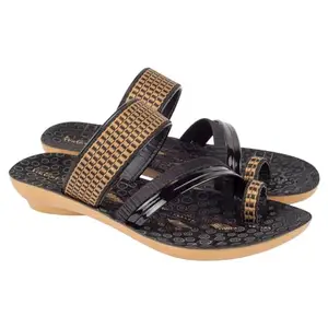 WALKAROO WL7363 Womens Fashion Sandals for Casual Wear and Regular use - Black Gold