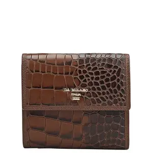 Da Milano Leather Mini Flap Wallet for Women - Brown (1126H)