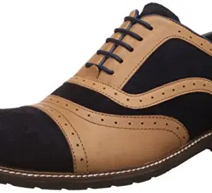 Saddle & Barnes Men's Tan and Blue Leather Formal Shoes - 6 UK/India (40 EU)(HS-97)
