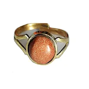Gemperor ( MORIE GEMS Sun Sitara Gemstone Weight 7.25 ratti Gold Coated Ring Adjustable for Men and Women Gold Plated Gold-plated Brass Ring