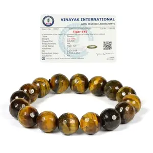Reiki Crystal Products Natural Certified Tiger Eye Faceted Bead Bracelet Original Crystal Stone 12 mm Round Bead Bracelet for Unisex