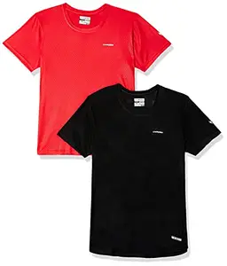 Charged Active-001 Camo Jacquard Round Neck Sports T-Shirt Black Size Xl And Charged Energy-004 Interlock Knit Hexagon Emboss Round Neck Sports T-Shirt Red Size Xl