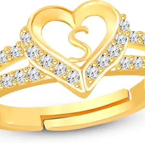 ValentineRingHeartAlphabet'S'PromiseProposeEngagementWeddingAnniversary(RI-352-RosePackGold(S) AlphabetHeartRing(M:01))
