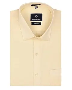 MINISTER WHITE Men’s Cotton Regular Fit Full Sleeve Liberty Cut Formal Office Wear Premium Plain Solid Business Casual Cotton Shirt Stronic