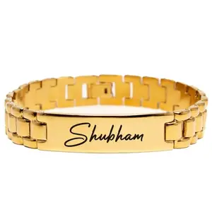 LOUIS MILLER Personalize Name Bracelet For Men & Women (Golden)