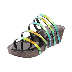 Mochi Women Black Wedge Heel Fashion Sandal UK/4 EU/37 (34-9998)