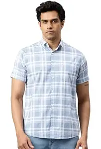 Majestic Man Men Slim Fit Pure Cotton Checkred Half Sleeve Casual Shirt