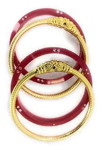 SBS Micro Plated, Alloy Metal and Seep Plastic Bangles Combo for Women and Girls (Gaj Mukhi Bracelets, 2.8)