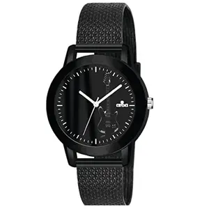 AROA Watch for Womens with Black Sleek Guitar Model :576 in Black Metal Type Rubber Analog Watch Black Dial for Women Stylish Watch for Girls