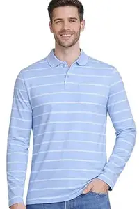 SANE ORIGINALS Full Sleeves Polo Collar Tshirt for Men with Pocket || Stripe Collar and Pocket Tshirt for Men Long Sleeves Navy Blue