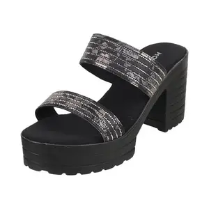Mochi Women Black High Block Heel Fashion Sandal UK/4 EU/37 (35-950)