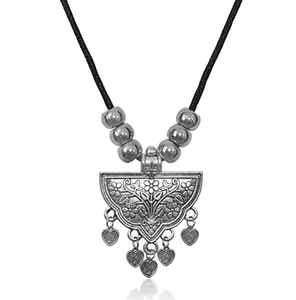 VSHINE FASHION JEWELLERY VSHINE Oxidized Pendant Exclusive Traditional Antique Silver-Toned Plated Necklace With Black Thread Chain Necklace Set Collection Fashion Jewellery Locket For Women, Girls, Boys And Men -VSP1606R