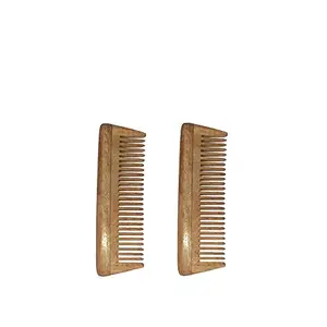 Ginni Innovations Combo of 2 Neem Wood Combs (baby/small-4" )-G-2H