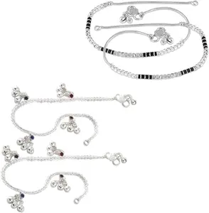 Lila Jewellery Traditional Jewellery For All Occassions Anklets Payal Pair for Women/Girls Alloy Anklet - Bzr_Combo Payal-107 & 117-(1-Pair Each)