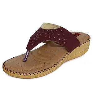 1 WALK Comfortable DR Sole Women-Flats/Sandals/Fancy WEAR Original/Slippers/Casual Footwear-Maroon@AM-19B-36