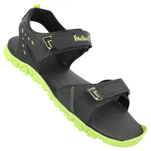 WALKAROO Men's Black Green Sandals (WC4365) 9 UK